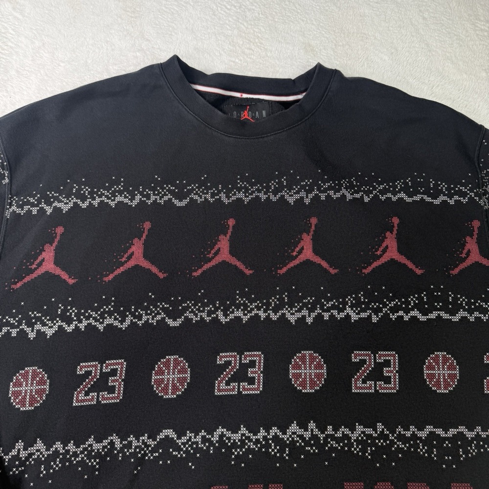 Jordan Essentials Fleece Crewneck Sweatshirt Mens 2XL Jumpman Red/Black Holiday